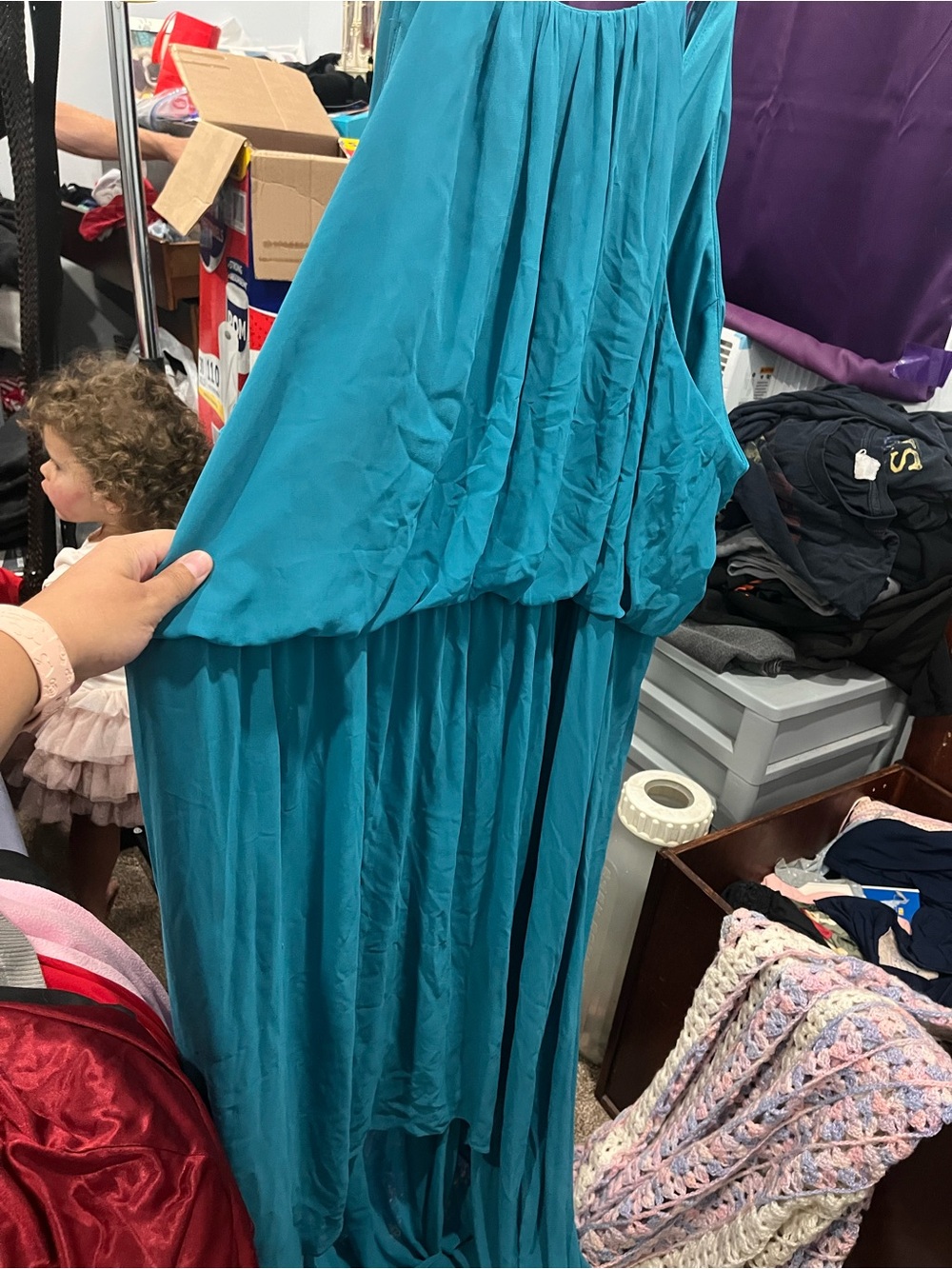 David's Bridal Teal High-Low Skirt